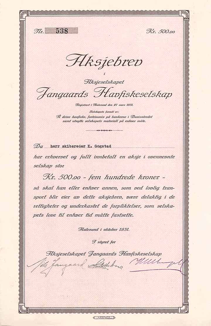 A/S Jangaards Havfiskeselskap