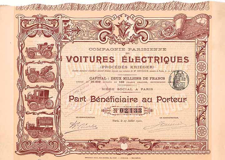 Cie. Parisienne des Voitures Électriques (Procédés Kriéger)