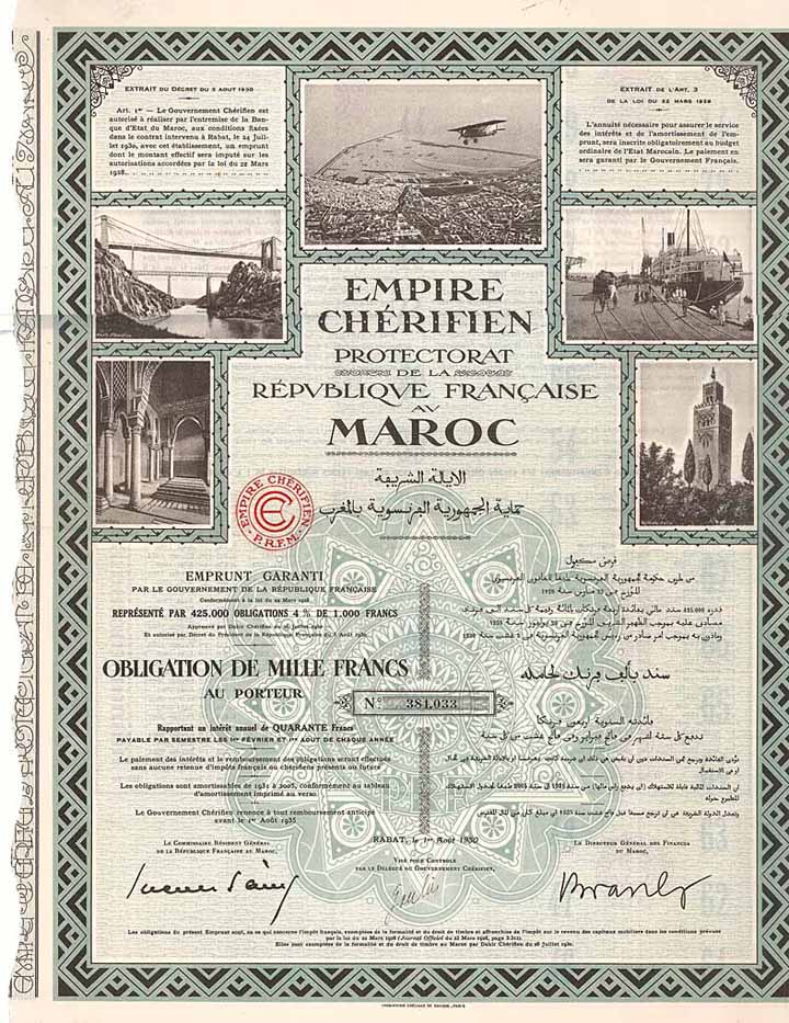 Empire Chérifien Protectorat de la République Francaise au Maroc