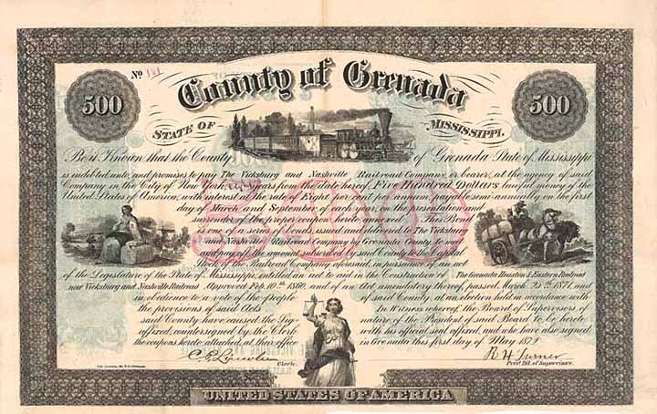 Vicksburg and Nashville Railroad (County of Grenada)