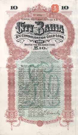 City of Bahia 5 % Consolidation Gold Loan of 1916