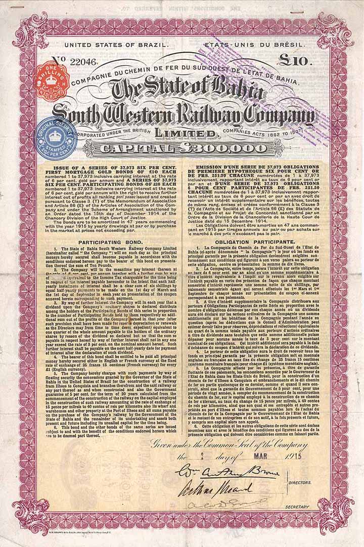 State of Bahia South Western Railway Company Ltd.