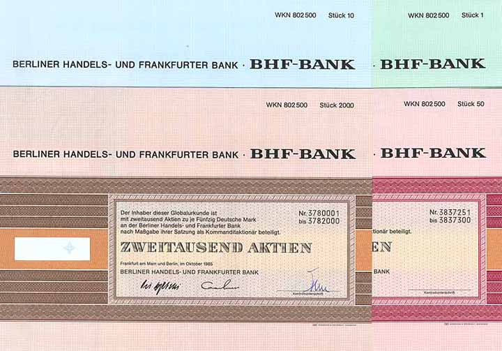 BHF Bank Berliner Handels- und Frankfurter Bank (4 Stücke)