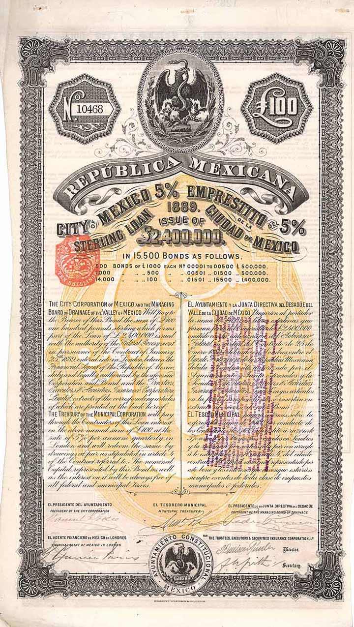 City of Mexico 5 % Sterling Loan 1889