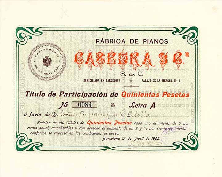 Fábrica de Pianos CATEURA y Ca.