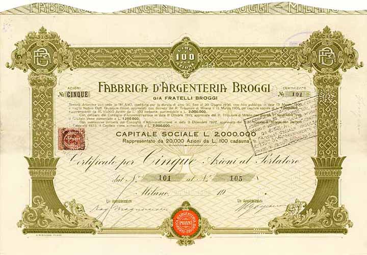 Fabbrica d‘Argenteria Broggi gia Fratelli Broggi