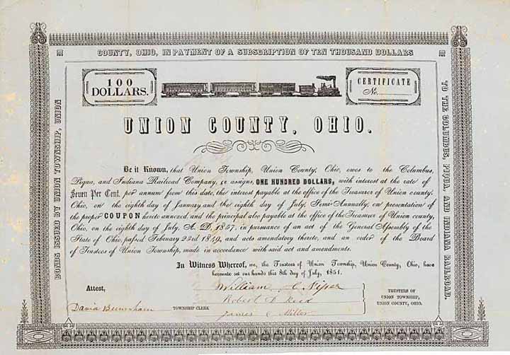 Columbus Piqua & Indiana Railroad - Union County