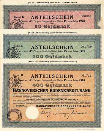 Hannoversche Bodenkredit-Bank (3 Stücke)