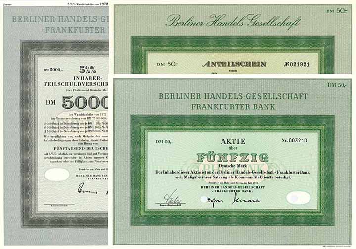 Berliner Handels-Gesellschaft - Frankfurter Bank (3 Stücke)