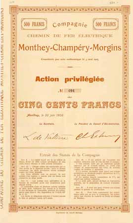 Cie. du Chemin de fer électriques Monthey-Champery-Morgins