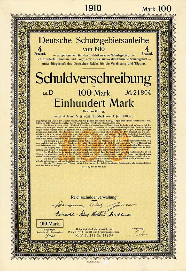 Deutsche Schutzgebietsanleihe von 1910