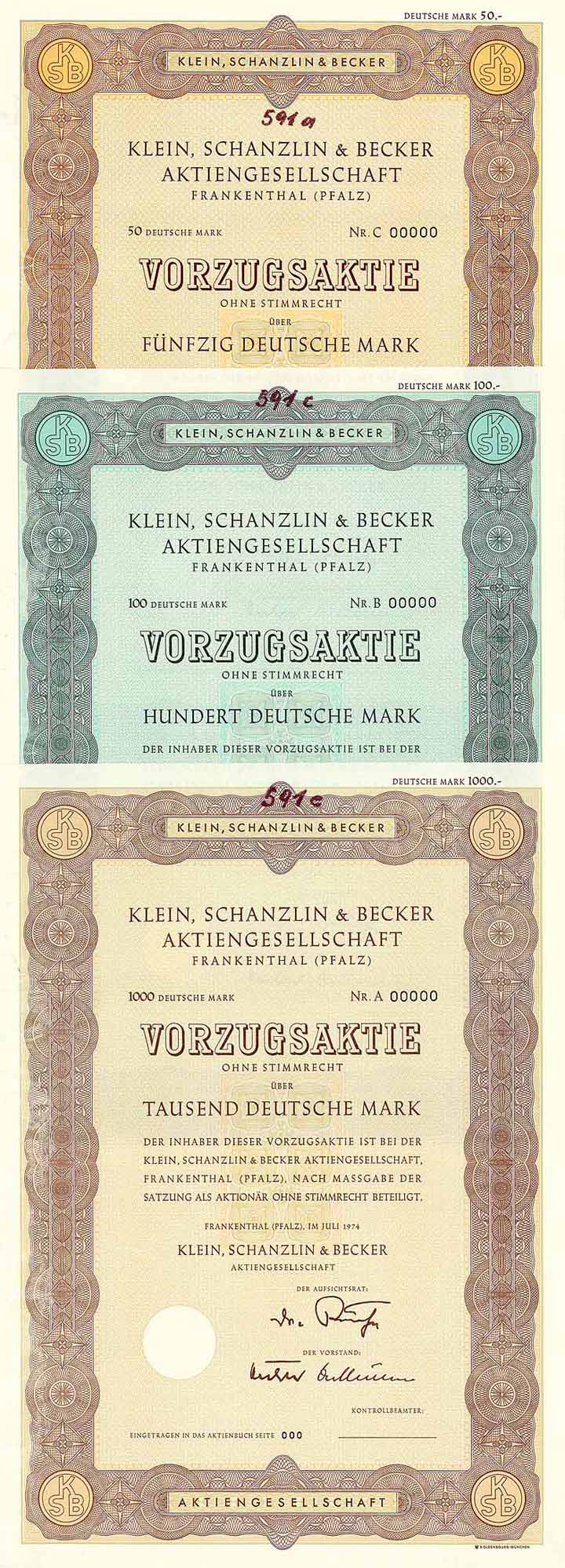 Klein, Schanzlin & Becker AG (3 Stücke)