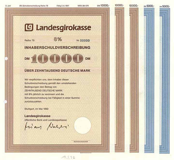 Landesgirokasse öffentliche Bank und Landessparkasse (5 Stücke)