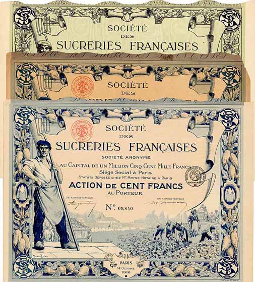 Soc. des Sucreries Françaises S.A. (3 Stücke)