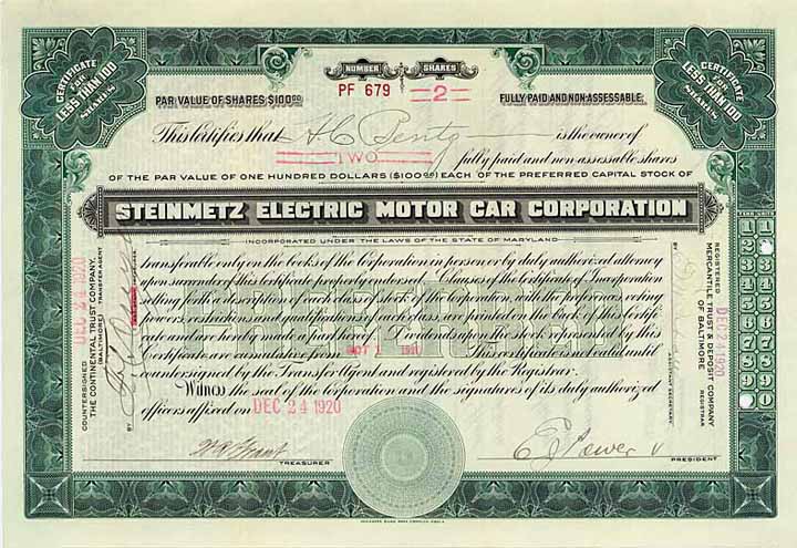 Steinmetz Electric Motor Car Corp.