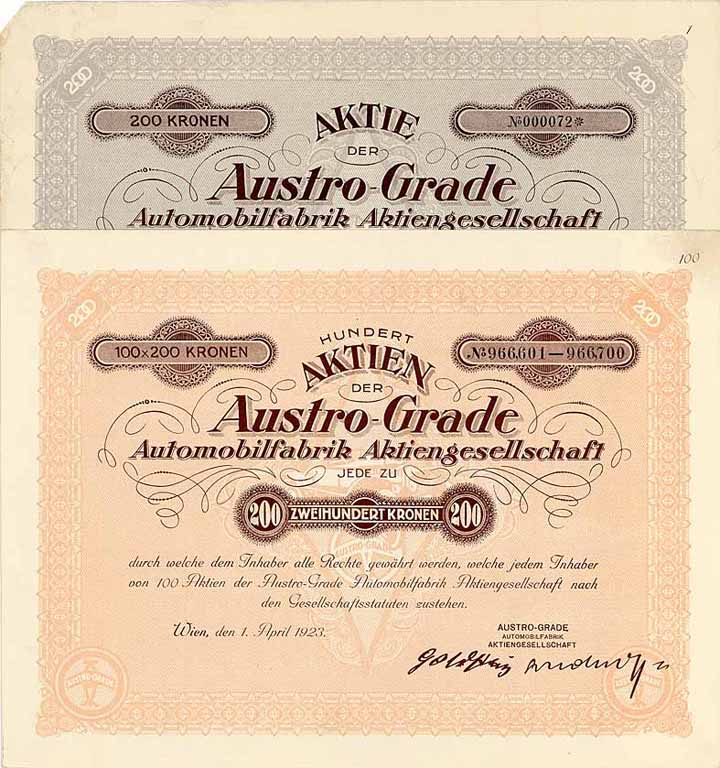 Austro-Grade Automobilfabrik AG (2 Stücke)