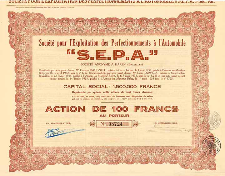 Société pour l‘Exploitation des Perfectionnements à l‘Automobile „S.E.P.A.“ S.A.