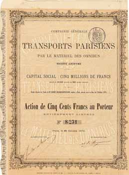 Cie Gen. des Transports Parisiens par le Matériel des Omnibus S.A.