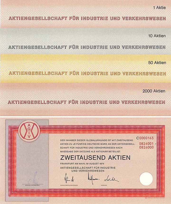 AG für Industrie und Verkehrswesen (4 Stücke)