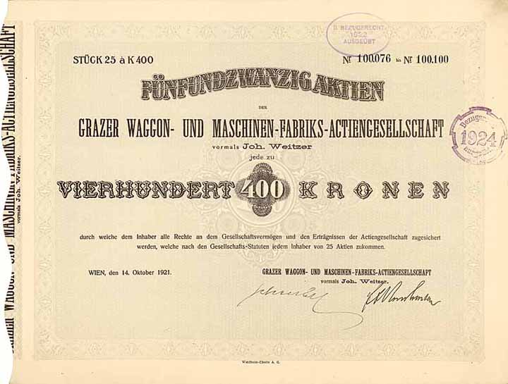 Grazer Waggon- und Maschinen-Fabriks-AG vormals Joh. Weitzer