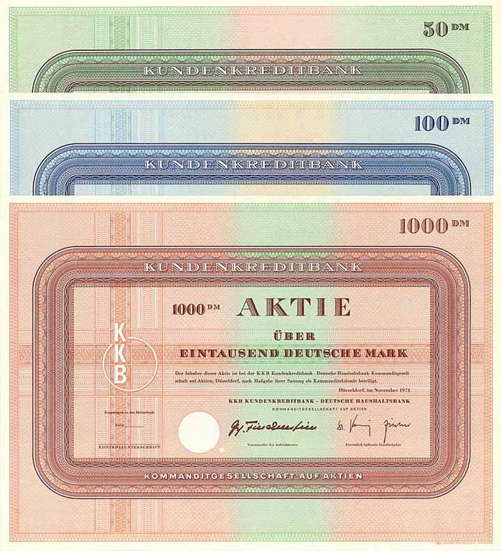 KKB Kundenkreditbank - Deutsche Haushaltsbank (3 Stücke)