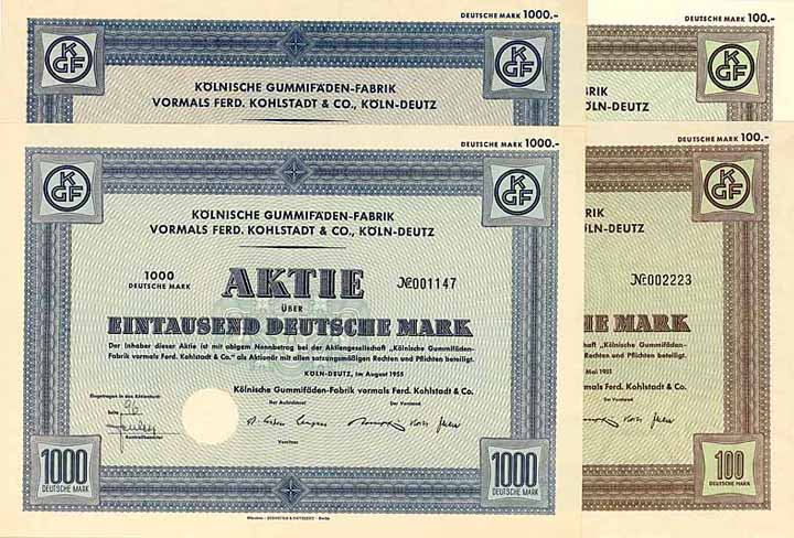 Kölnische Gummifäden-Fabrik vormals Ferd. Kohlstadt & Co. (7 Stücke)