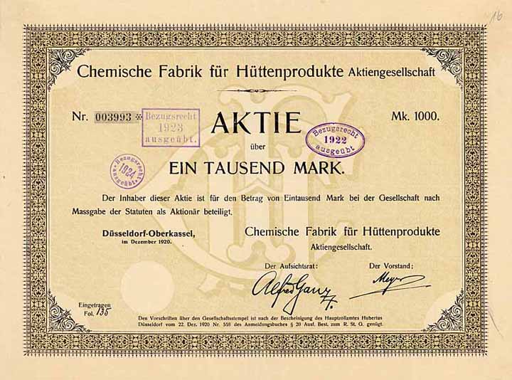 Chemische Fabrik für Hüttenprodukte AG