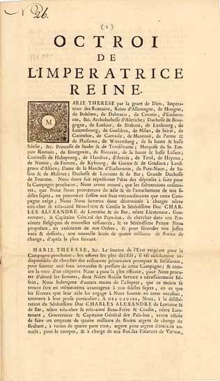 Kaiserin Maria Theresia von Gottes Gnaden Römische Kayserin