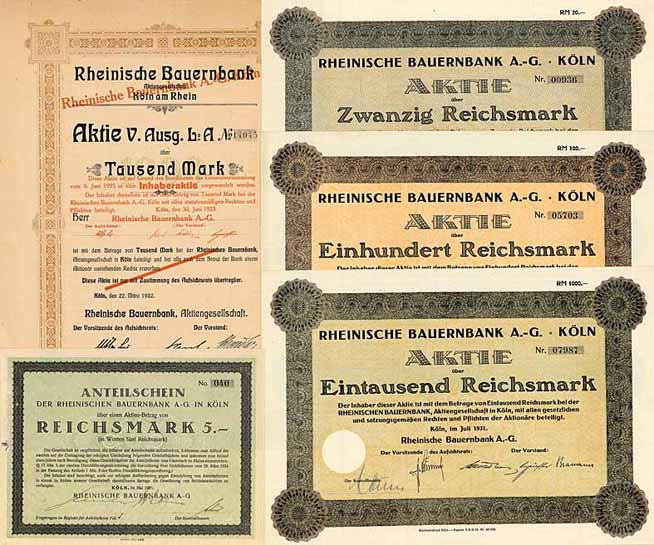 Rheinische Bauernbank AG (5 Stücke)