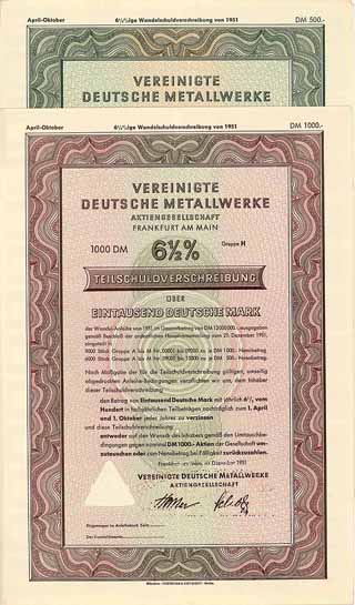 Vereinigte Deutsche Metallwerke AG (2 Stücke)
