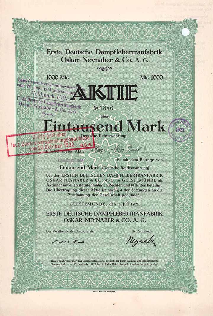 Erste Deutsche Dampflebertranfabrik Oskar Neynaber & Co. AG