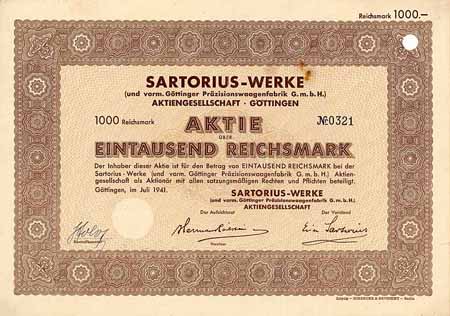 Sartorius-Werke (und vorm. Göttinger Präzisionswaagenfabrik GmbH)