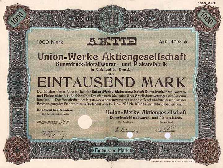 Union-Werke AG Kunstdruck-Metallwaren- und Plakatefabrik