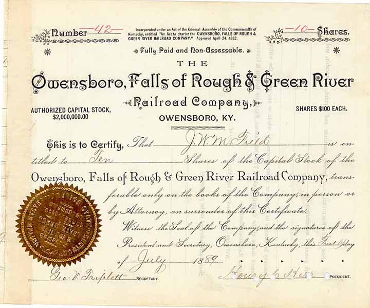 Owensboro, Falls of Rough & Green River Railroad