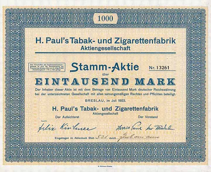 H. Paul's Tabak- und Zigarettenfabrik AG