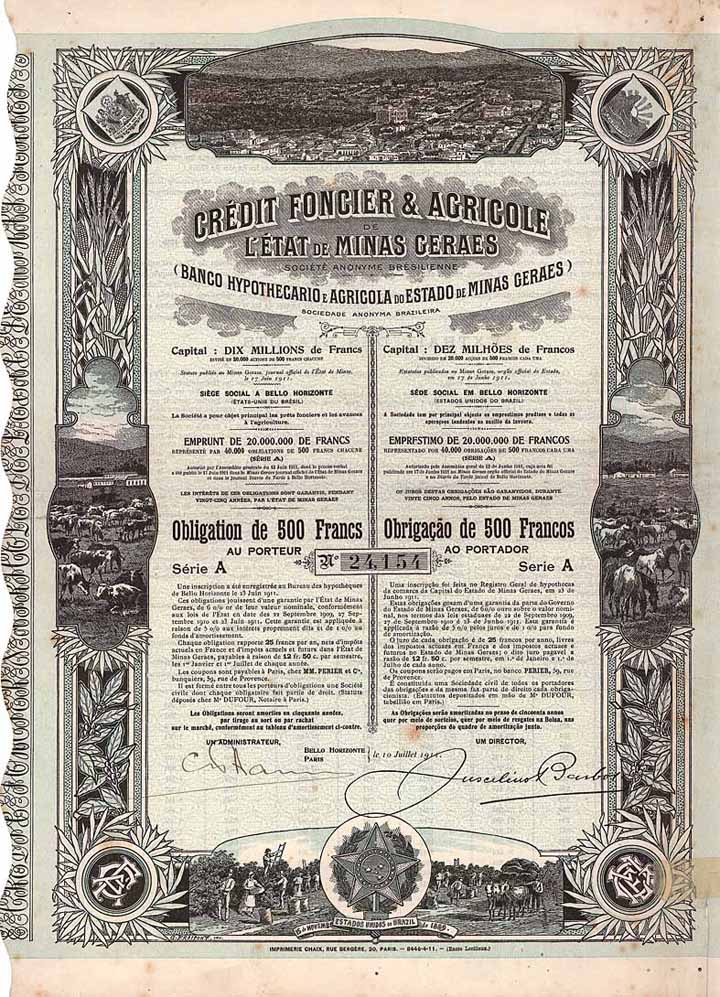 Crédit Foncier & Agricole de l’État de Minas Geraes S.A (Banco Hypothecario e Agricola do Estado de Minas Geraes S.A.)