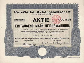 Rex-Werke AG vormals Gabler & Wrede, Glauer & Co.