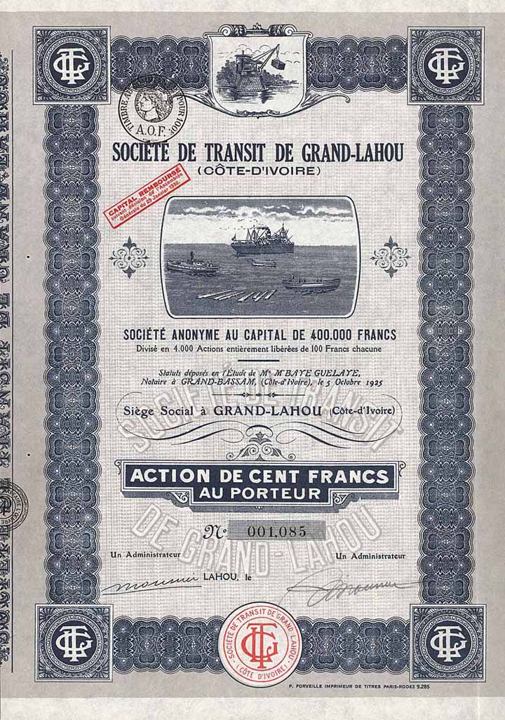 Soc. de Transit de Grand-Lahou (Cote-d’Ivoire)