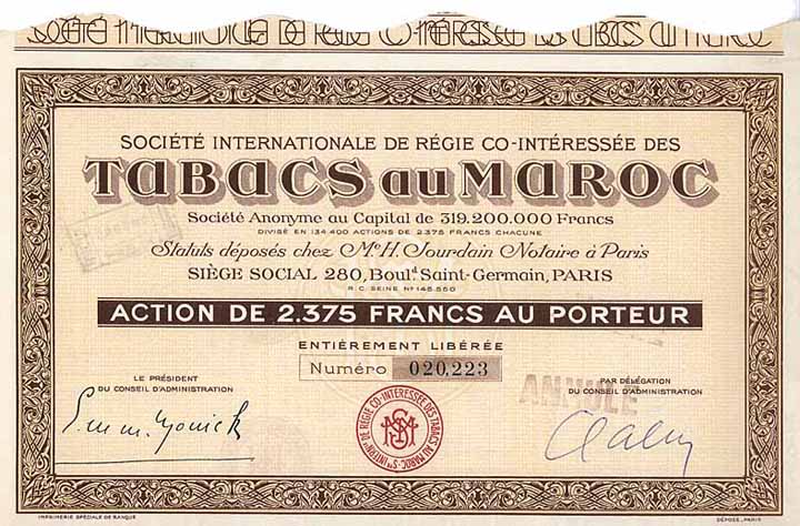 Soc. Internationale de Régie Co-Intéressée des Tabacs au Maroc S.A.