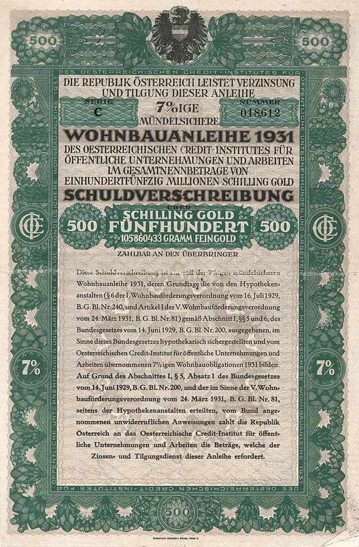 Republik Österreich (Wohnbauanleihe 1931)