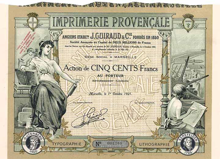 Imprimerie Provencale anciens etabl. J. Guiraud & Cie. S.A.