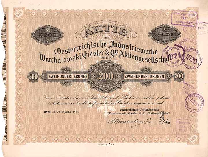 Oesterreichische Industriewerke Warchalowski, Eissler & Co. AG