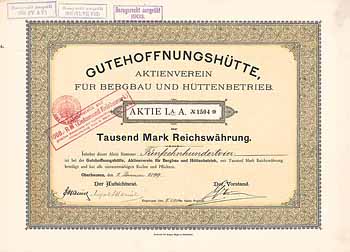 Gutehoffnungshütte Aktienverein für Bergbau und Hüttenbetrieb (OU Franz Haniel und August Haniel)