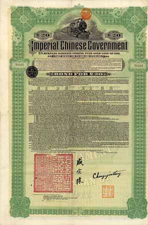 Imperial Chinese Government 5 % Hukuang Railways Gold Loan