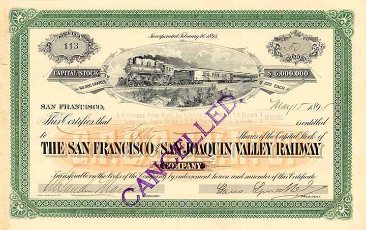 San Francisco & San Joaquin Valley Railway (OU C. Spreckels)