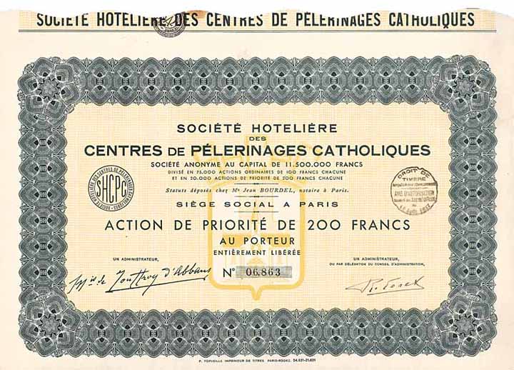 Soc. Hotelière des Centres de Pélerinages Catholiques S.A.