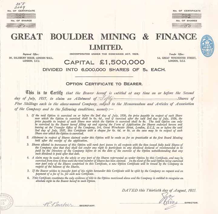 Great Boulder Mining & Finance Ltd.