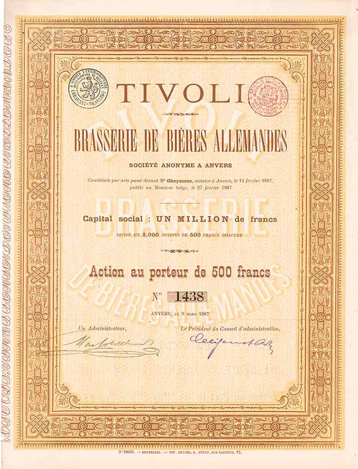 TIVOLI Brasserie de Bières Allemandes S.A.