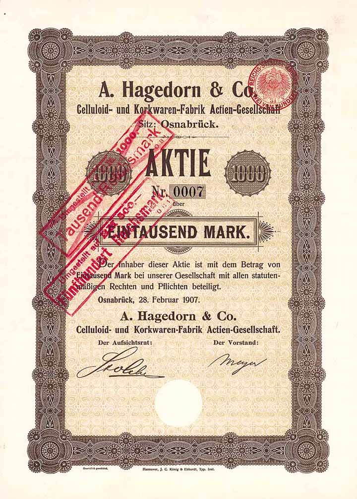 A. Hagedorn & Co. Celluloid- und Korkwaren-Fabrik AG