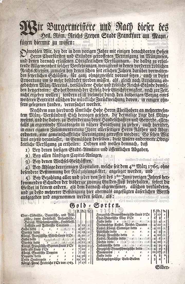 Burgermeistere und Rath dieser des Heil. Röm. Reichs Freyen Stadt Frankfurt am Mayn